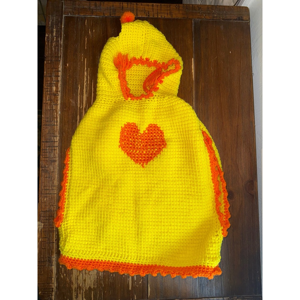 Handmade Crochet Chicken Dog Costume Small Medium Yellow Orange Hooded Pet